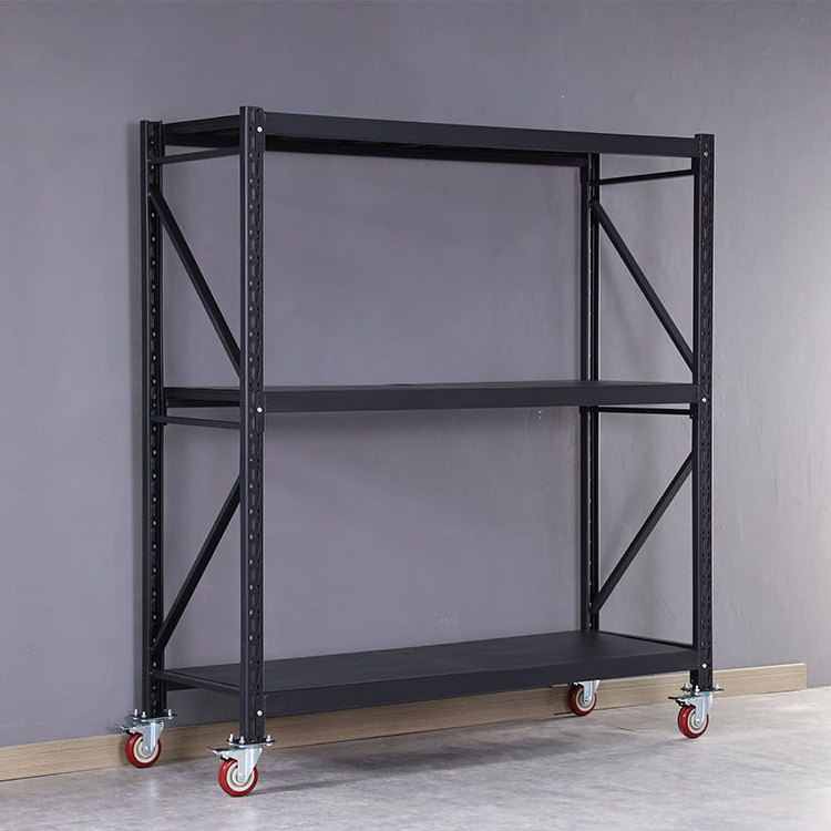 Light Duty Steel Movable Warehouse rack shelves With Wheels