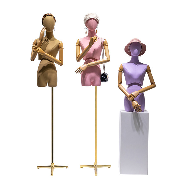 High-end color fabric twist waist female mannequin head clothing store full-body display rack