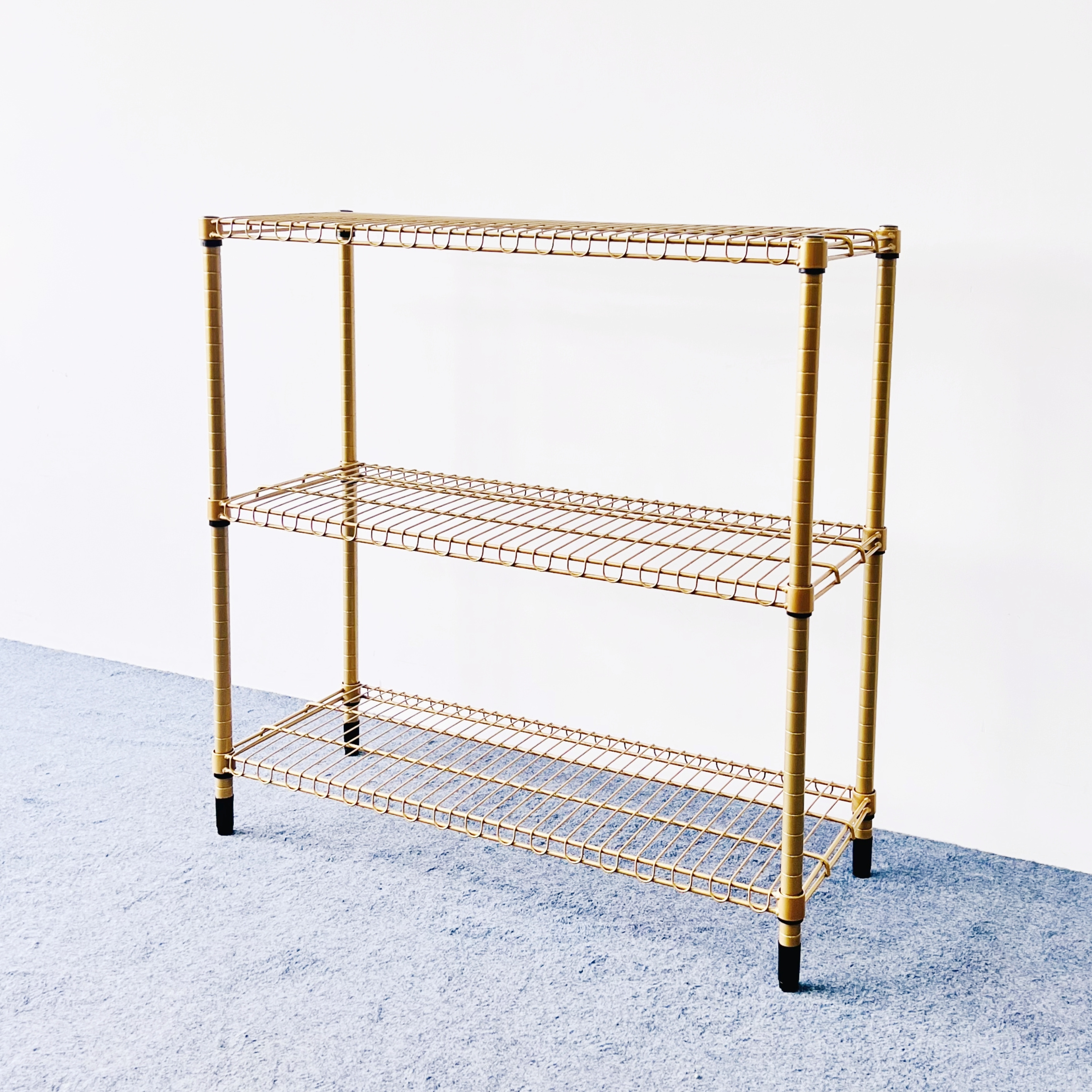 Customized Construction Commercial Golden Epoxy Coating Wire Shelving Storage Rack