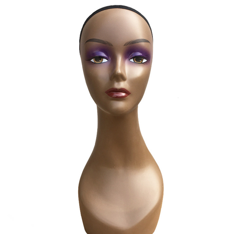 Factory wholesale female customize makeup wig PVC mannequin with shoulder mannequin for wig display mannequin head