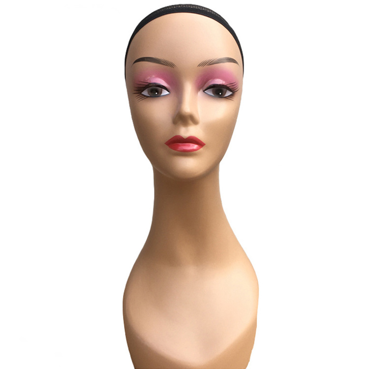 Factory wholesale female customize makeup wig PVC mannequin with shoulder mannequin for wig display mannequin head