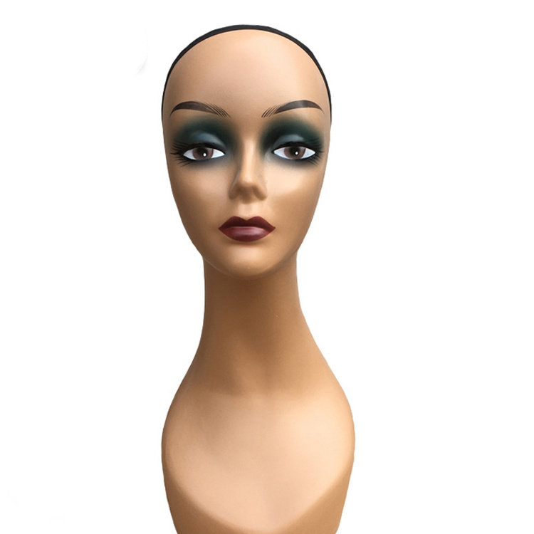 Factory wholesale female customize makeup wig PVC mannequin with shoulder mannequin for wig display mannequin head