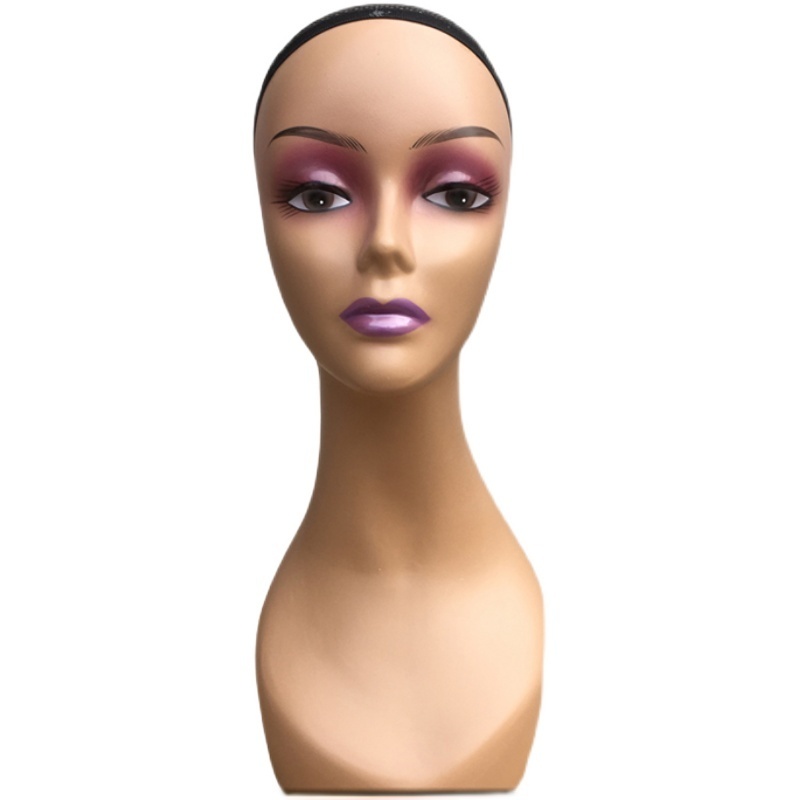 Factory wholesale female customize makeup wig PVC mannequin with shoulder mannequin for wig display mannequin head