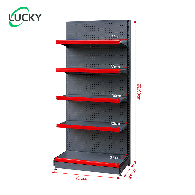 Leke 75*41*160 Super Market Shelves Steel Single Gondola Double Side Supermarket Shelving Used For Market