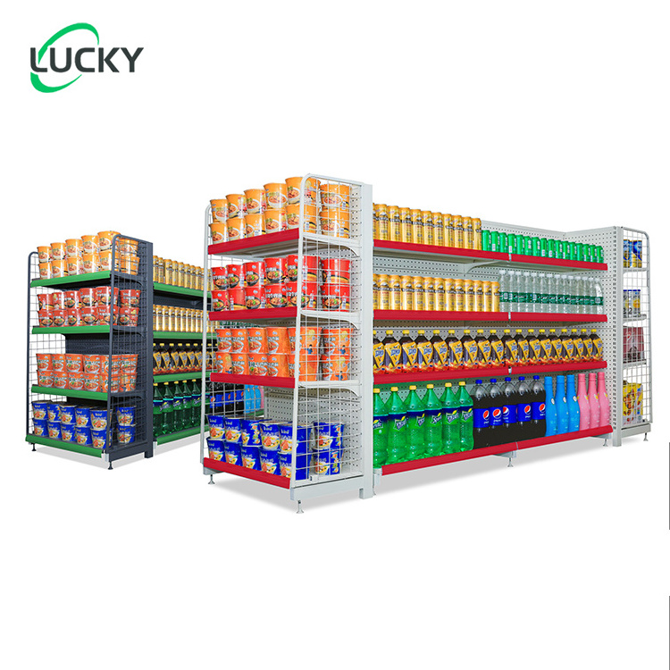 Leke Commercial Conveni Grocery Store Display Shelf Supermarket Shelves Metal Shop Gondola Rack Gondola Super Market Shelves