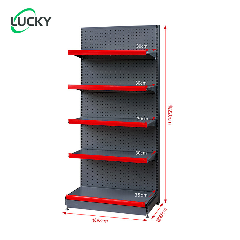 Leke 75*41*160 Super Market Shelves Steel Single Gondola Double Side Supermarket Shelving Used For Market