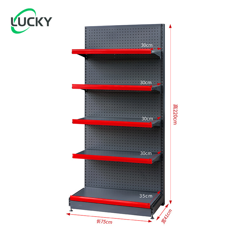 Leke 75*41*160 Super Market Shelves Steel Single Gondola Double Side Supermarket Shelving Used For Market