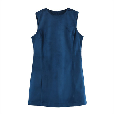 TAOP&ZA Spring New 2024 Women's Round Neck Sleeveless Fleece Vest Short Skirt Warm Midi Dress 9439081