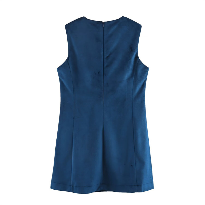 TAOP&ZA Spring New 2024 Women's Round Neck Sleeveless Fleece Vest Short Skirt Warm Midi Dress 9439081