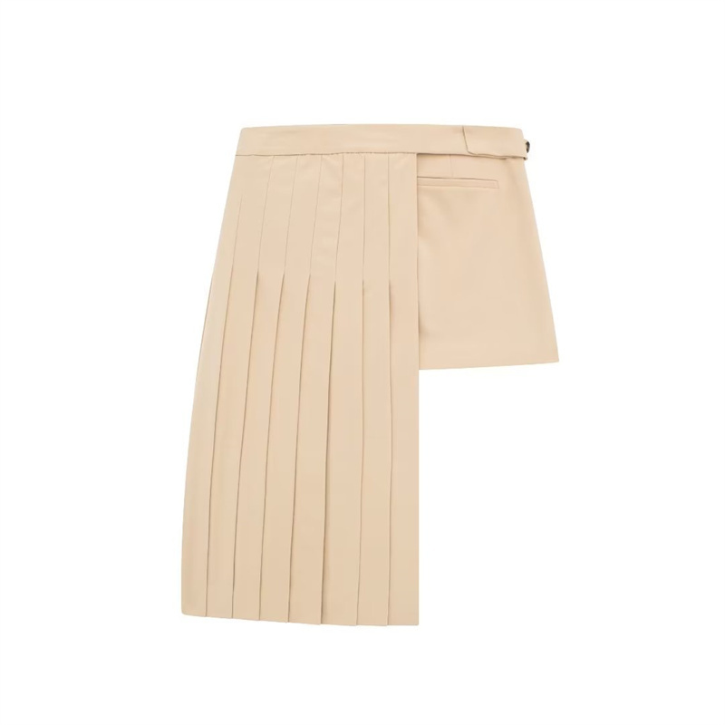 TAOP&ZA 2023 new women's retro fashion high waist wide skirt asymmetric fashion pleated skirt casual elegant skirt 2367656