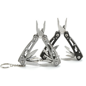 Hollow-carved Design Mini Outdoor Stainless Steel 13 in 1 Full Locking Folding Multi-Purpose Multitool Pliers With Keychain