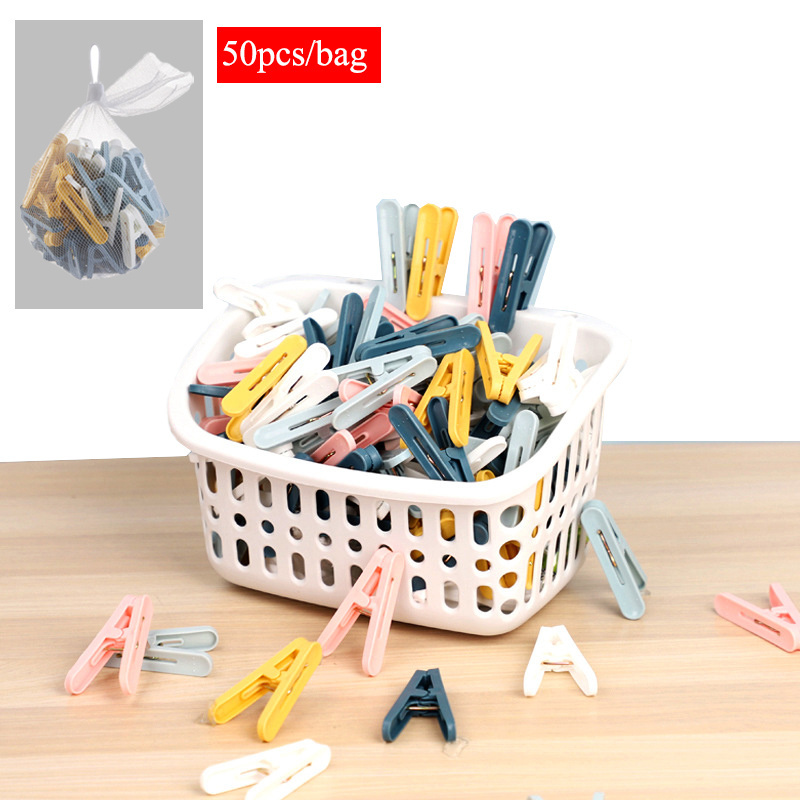 50pcs/bag Colorful Clothespins Windproof Plastic Clip Clothes Pegs