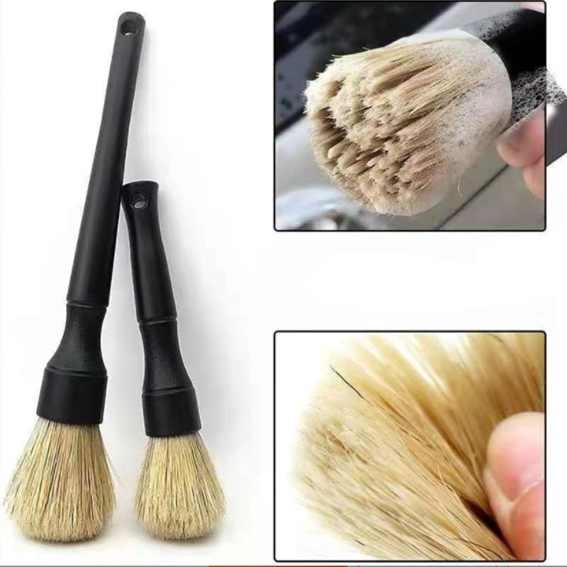 Car Wheel Brush Detail Wash Cleaning Brush Nature Boar Hair Car Detailing Washing Brushes