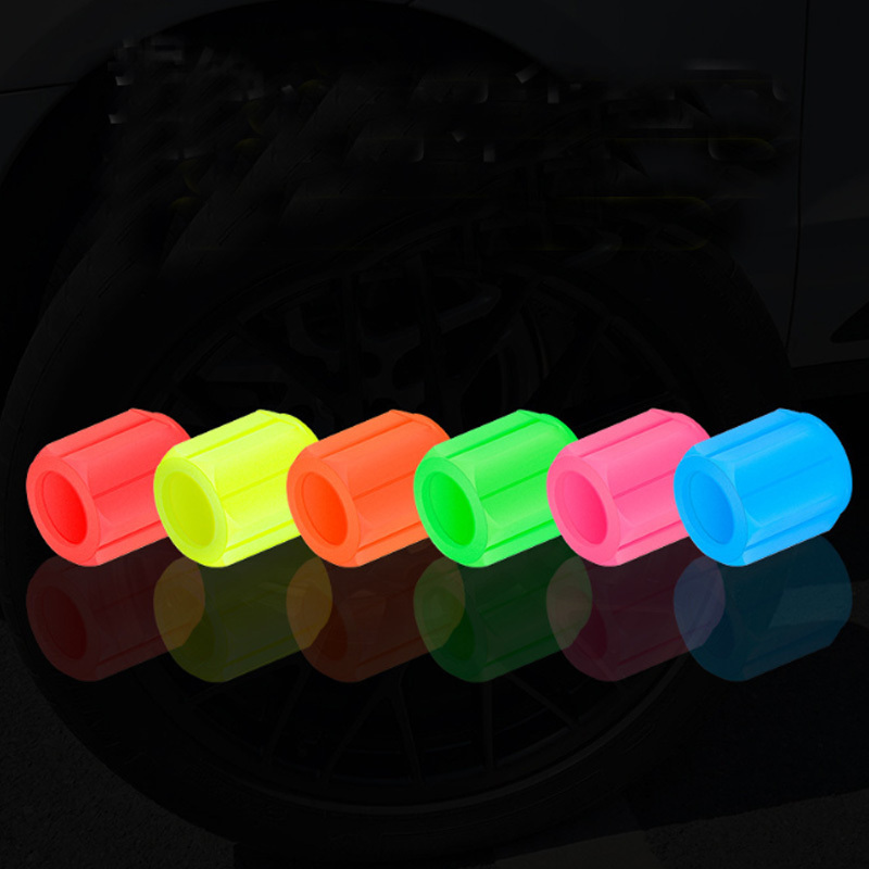 Colorful ABS Tire Valve Cap Luminous Tyre Dust Cover Glow in the Dark For Car Bike Motorcycle Light Tire Valve Stem Caps