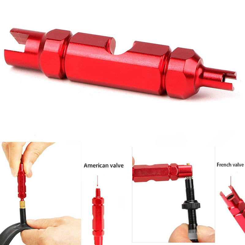 Multifunctional Aluminum Alloy Bicycle Bike Valve Tools Disassemble Removal Wrench 3 in 1 Bike Valve Core Tightening Tool