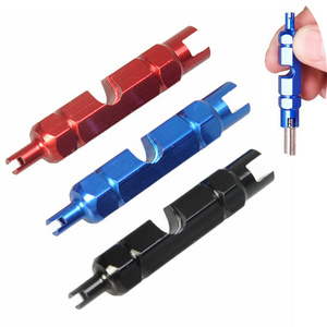 Multifunctional Aluminum Alloy Bicycle Bike Valve Tools Disassemble Removal Wrench 3 in 1 Bike Valve Core Tightening Tool