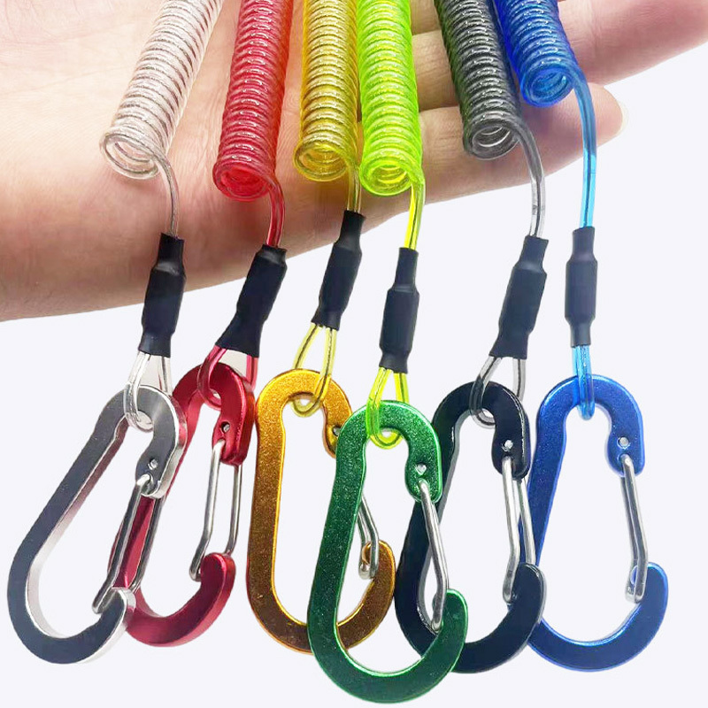 Factory Supply Fishing Coiled Extension Spiral Cord Plastic Lanyard Multifunctional Bungee Coil Tool Lanyard For Safety