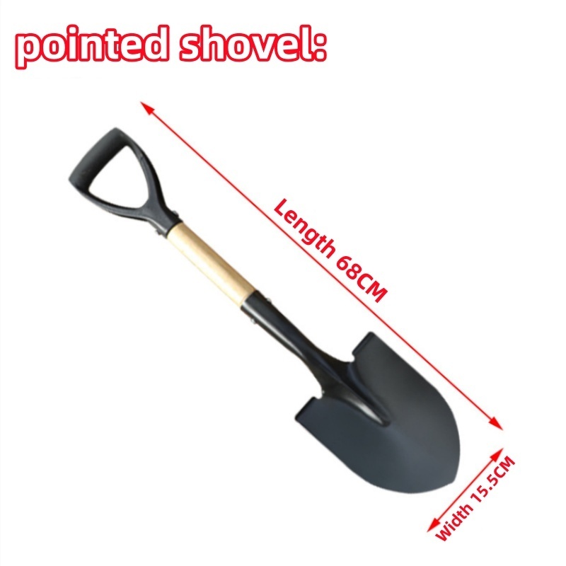 Garden shovel Square shovel with garden point,Stainless steel carbon steel spade with wooden handle