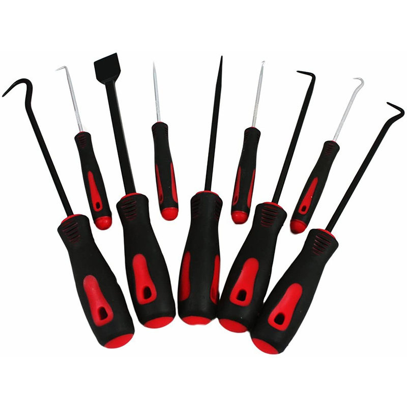 Precision Scraper Hook and Pick 9 Piece Set Small 6.5in and Large 10in Automotive and Electronic Tools