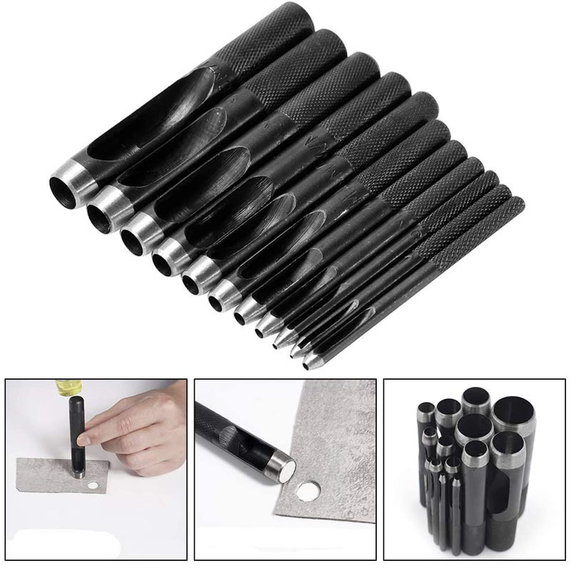 1-10 mm Black Plated Leather Craft Hollow Hole Punch, Round Hollow Puncher, Craft Punching Tool