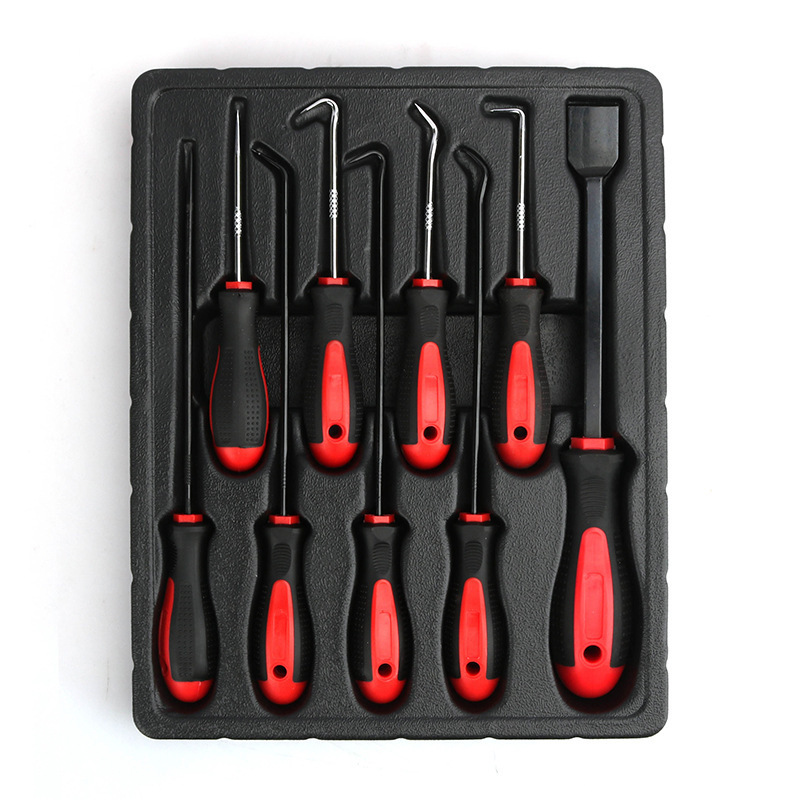 Precision Scraper Hook and Pick 9 Piece Set Small 6.5in and Large 10in Automotive and Electronic Tools