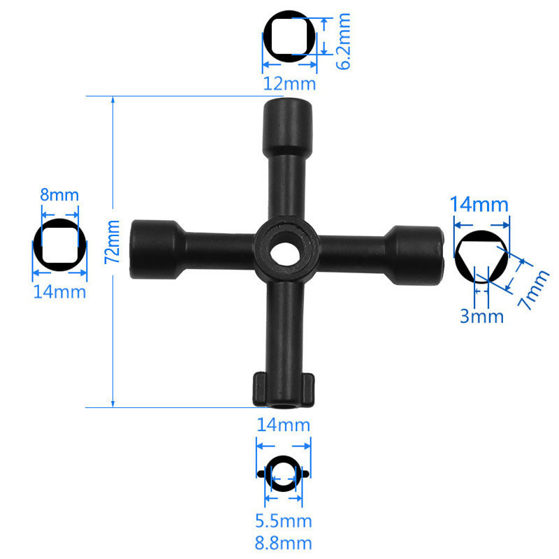 Multi-Functional Universal Opening Key Plumbers Electricians Tools 4 Way Cross Key With Bits