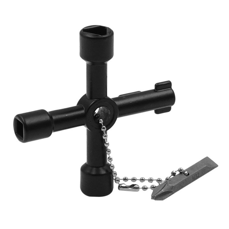 Multi-Functional Universal Opening Key Plumbers Electricians Tools 4 Way Cross Key With Bits