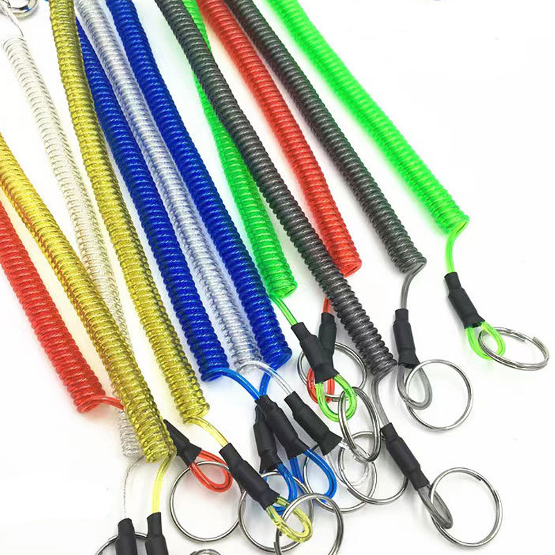 Factory Supply Fishing Coiled Extension Spiral Cord Plastic Lanyard Multifunctional Bungee Coil Tool Lanyard For Safety