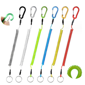 Factory Supply Fishing Coiled Extension Spiral Cord Plastic Lanyard Multifunctional Bungee Coil Tool Lanyard For Safety