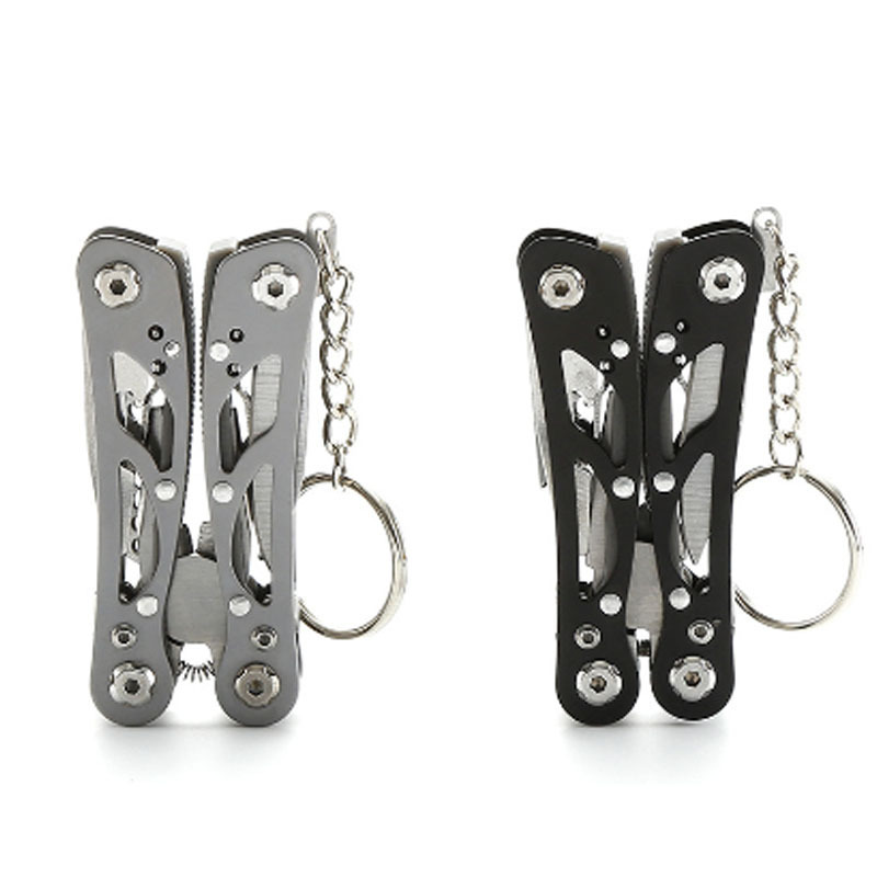 Hollow-carved Design Mini Outdoor Stainless Steel 13 in 1 Full Locking Folding Multi-Purpose Multitool Pliers With Keychain