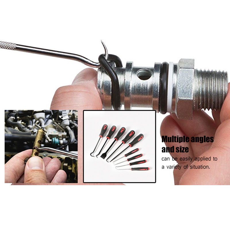 Precision Scraper Hook and Pick 9 Piece Set Small 6.5in and Large 10in Automotive and Electronic Tools