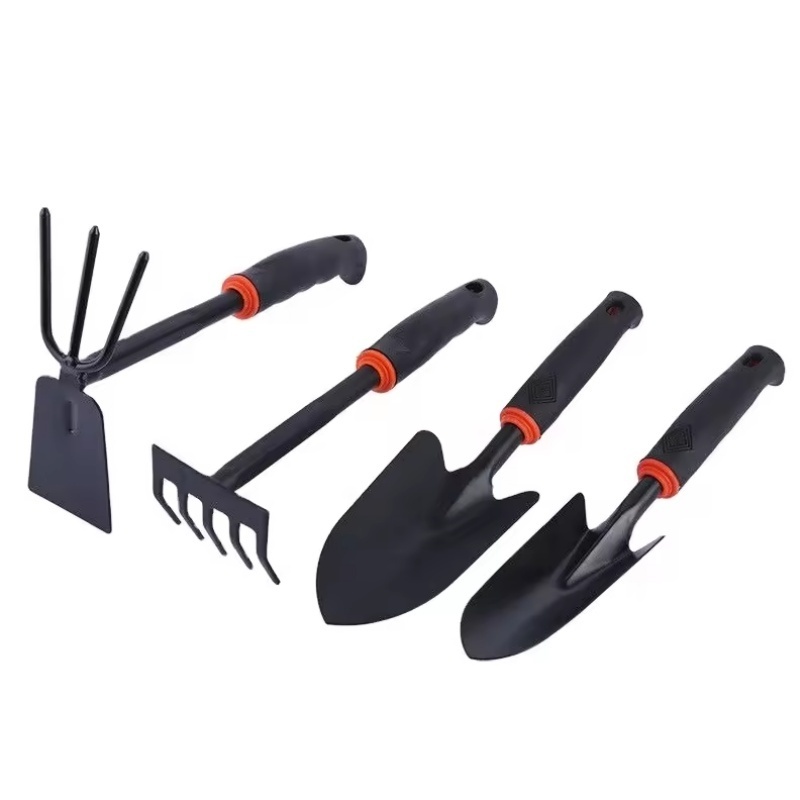 Home gardening tool set,Black plastic handle two-end hoe two-end hoe five-point rake outdoor hoe garden shovel