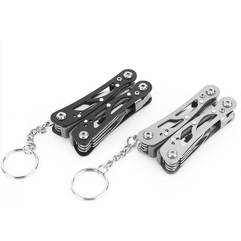 Hollow-carved Design Mini Outdoor Stainless Steel 13 in 1 Full Locking Folding Multi-Purpose Multitool Pliers With Keychain