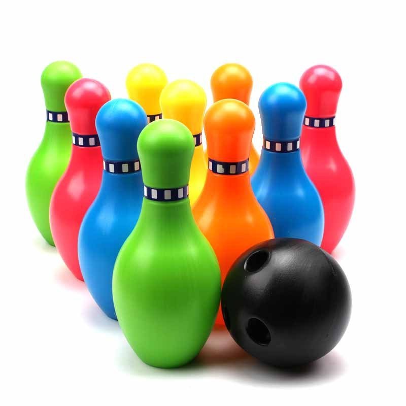 Bowling Pins Ball Toys Small Plastic Bowling Set Fun Indoor Game with 10 Mini Pins and 2 Balls Educational Toy Great For Kids