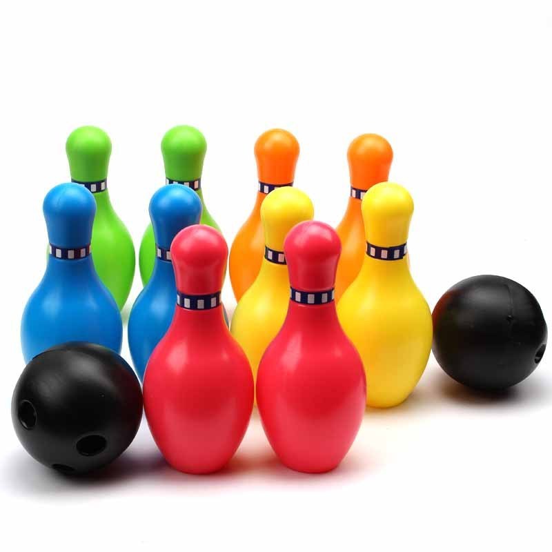 Bowling Pins Ball Toys Small Plastic Bowling Set Fun Indoor Game with 10 Mini Pins and 2 Balls Educational Toy Great For Kids