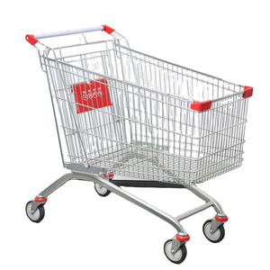 Supermarket equipment shopping carts with coin lock trolley self-service shopping cart