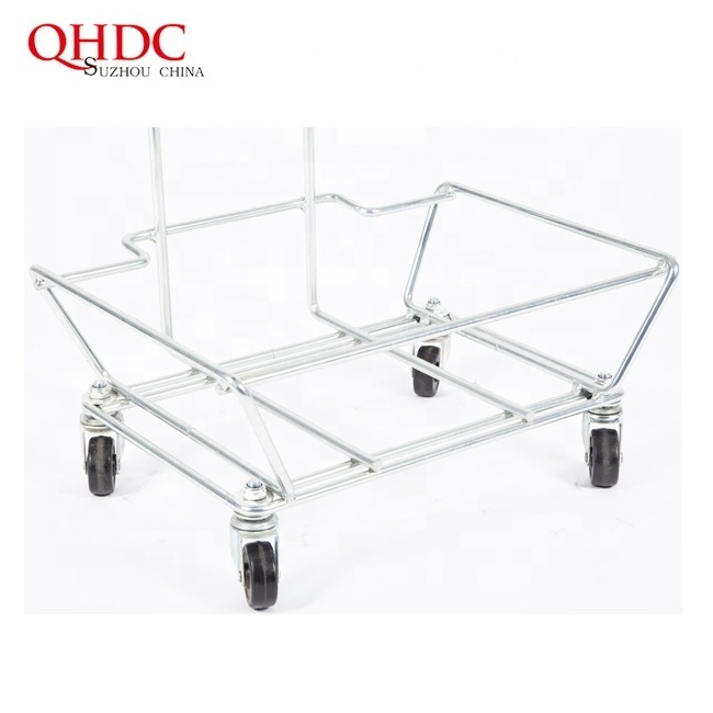 retail supermarket trolley rolling and movable plastic shopping basket stack stand