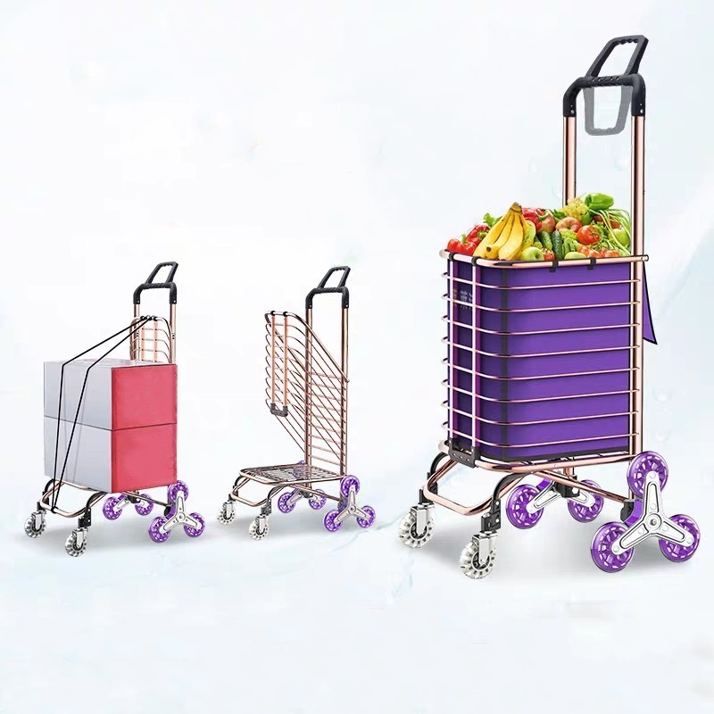 XY Metal Portable Hand Grocery Cheap Foldable Shopping Cart Trolley for Elderly