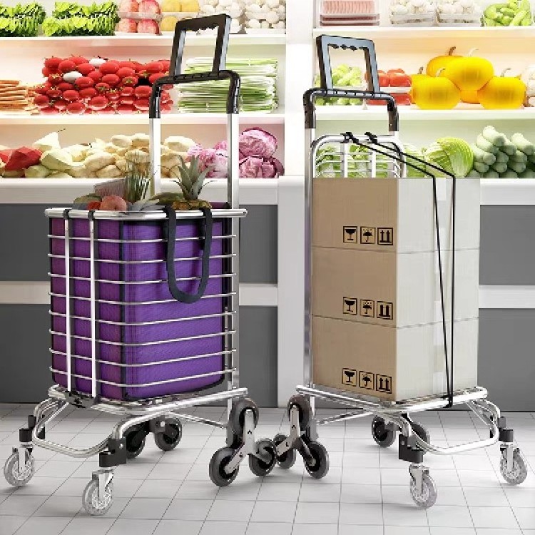 XY Metal Portable Hand Grocery Cheap Foldable Shopping Cart Trolley for Elderly