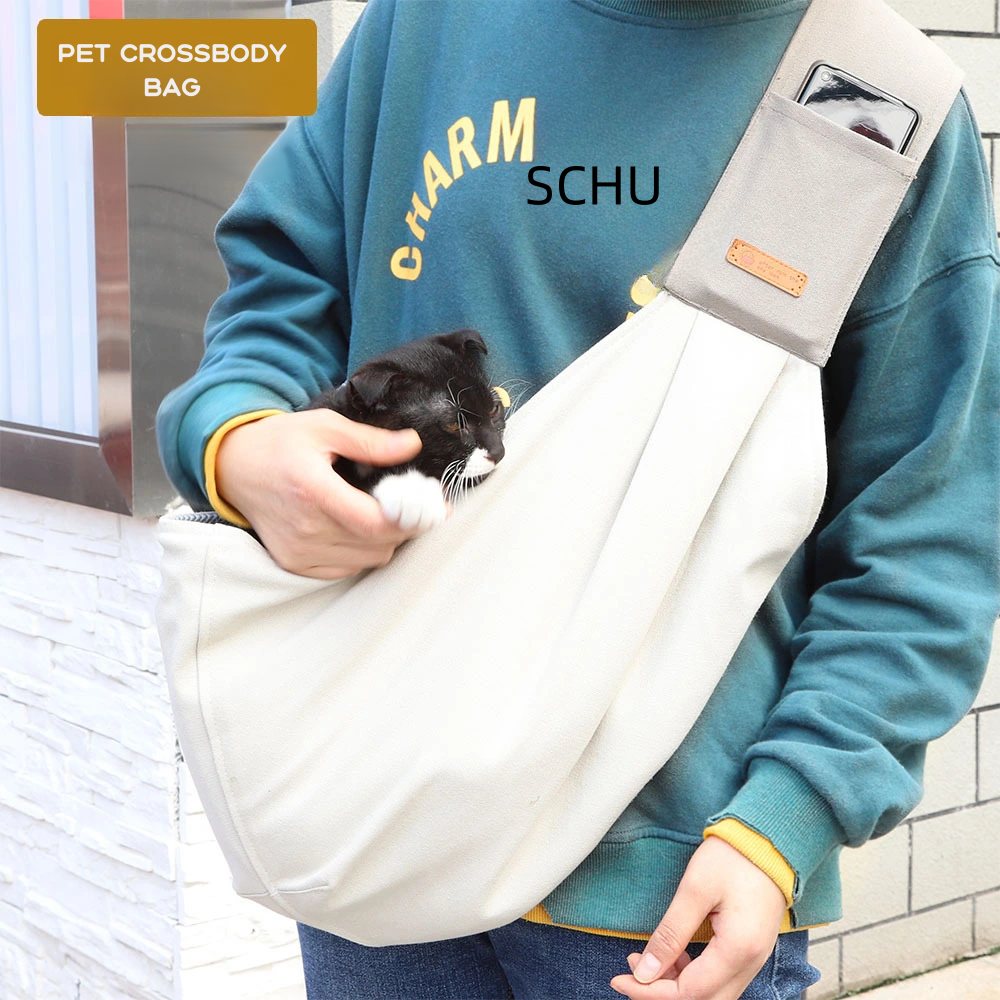 Pure Cotton Canvas Temperament Pet Carrying Bag, Easy to Go Out Cat and Dog Strap, Travel Diagonal Bag Pet Shoulder Bag Backpack