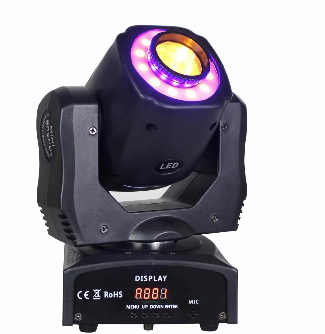 2021 Dj Light 60W RGBW 4 In 1 Mini Led Beam Moving Head With Led Circle Spot Wash Stage Effect DMX 512 Control KTV DJ Party Lite