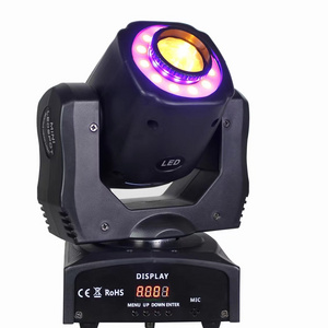 2021 Dj Light 60W RGBW 4 In 1 Mini Led Beam Moving Head With Led Circle Spot Wash Stage Effect DMX 512 Control KTV DJ Party Lite