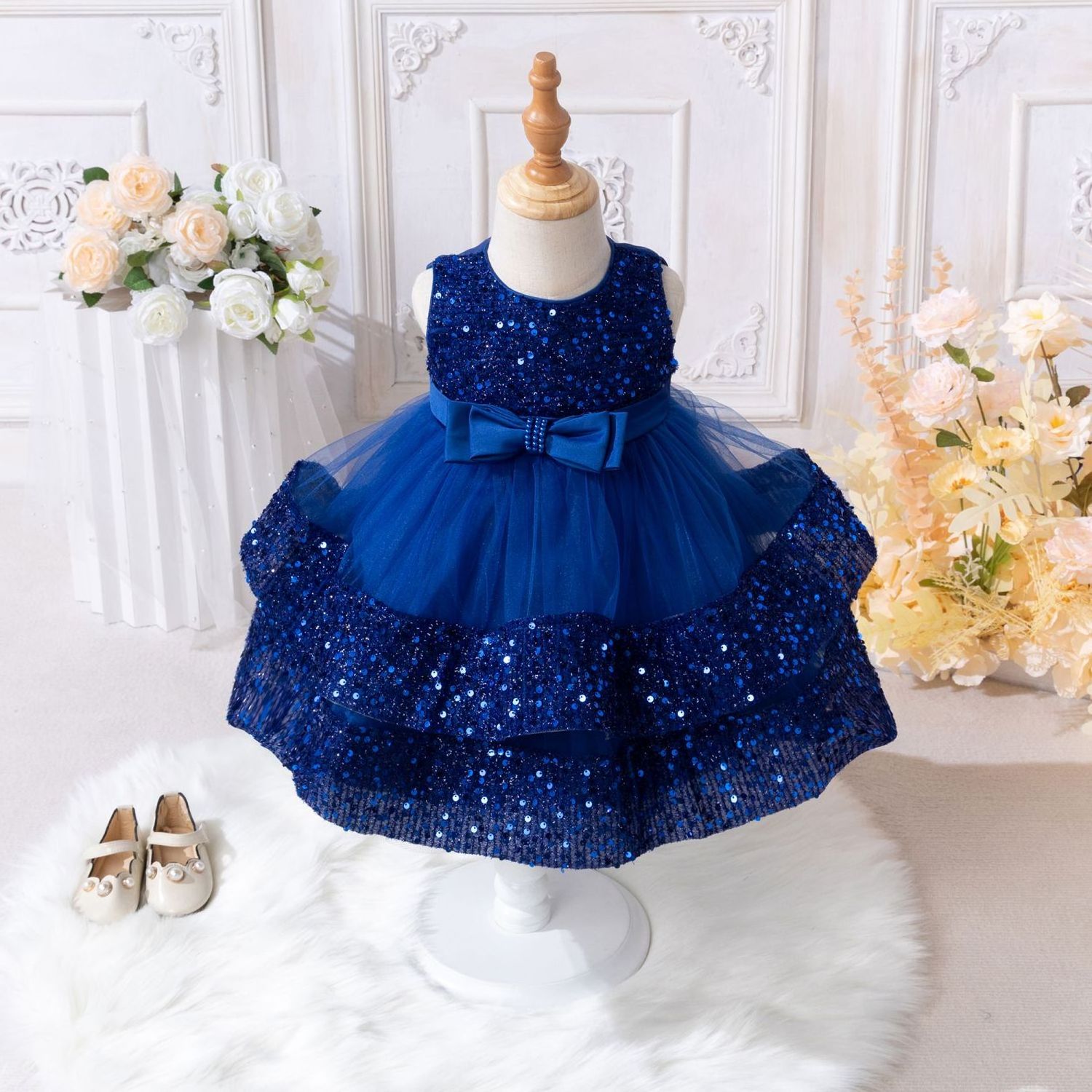 Elegant Children Sequin Tutu Princess Dress For Girls Birthday Party Dresses Fancy Toddler Kids Wedding Ball Gown