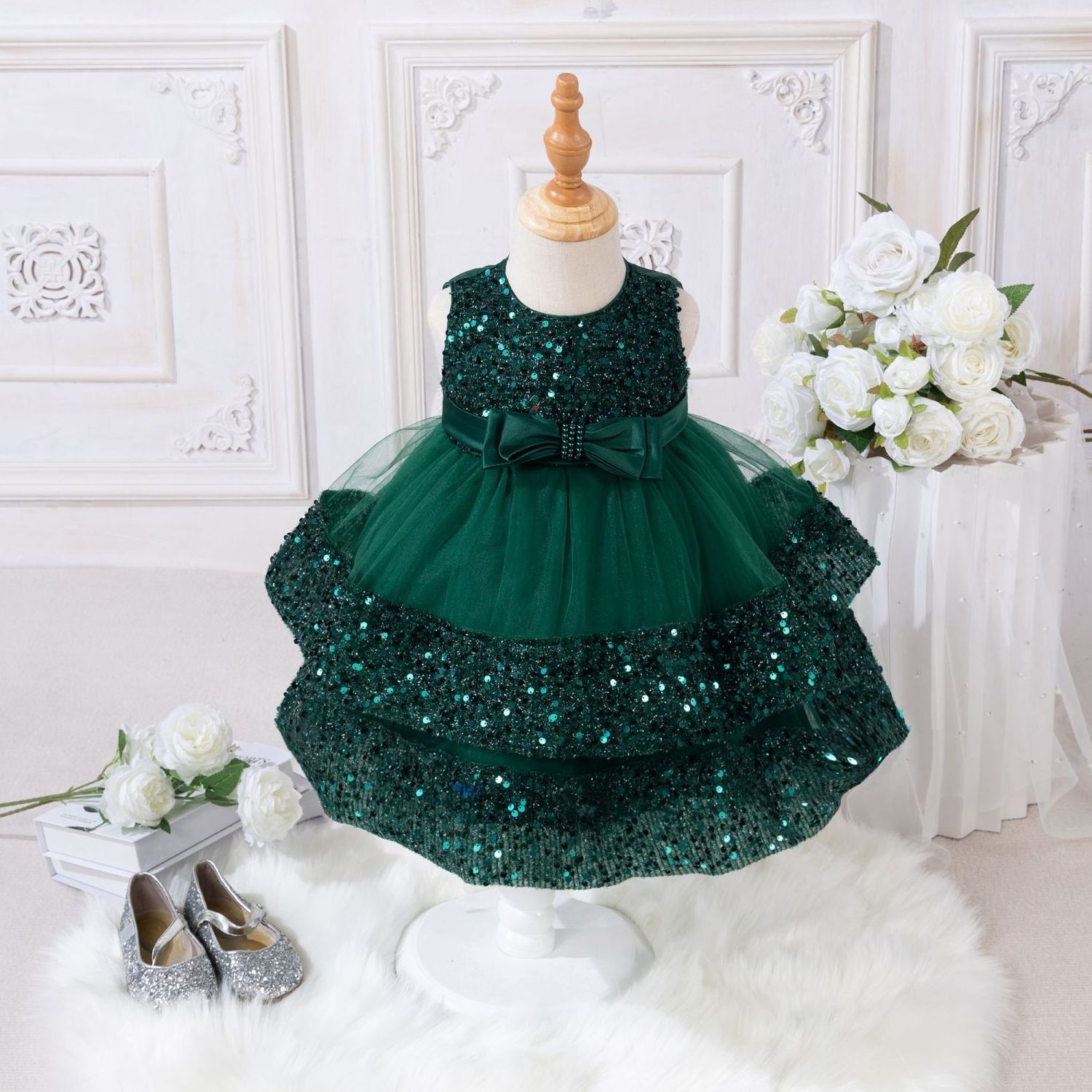 Elegant Children Sequin Tutu Princess Dress For Girls Birthday Party Dresses Fancy Toddler Kids Wedding Ball Gown