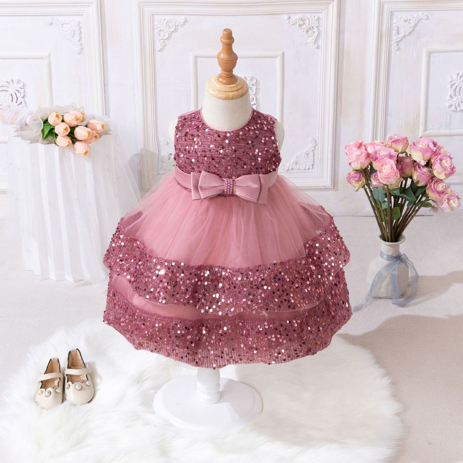 Elegant Children Sequin Tutu Princess Dress For Girls Birthday Party Dresses Fancy Toddler Kids Wedding Ball Gown