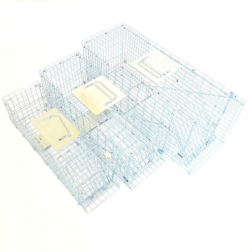 Folding cat trap live animals trap metal wire 2 door trap cages