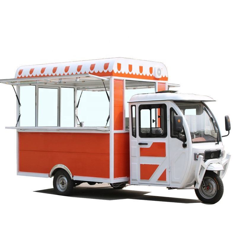 Street Gasoline Ice Cream Tricicle Truck Europe Petrol Mobile Tricycle Bike Food Cart for Sale in Malaysia