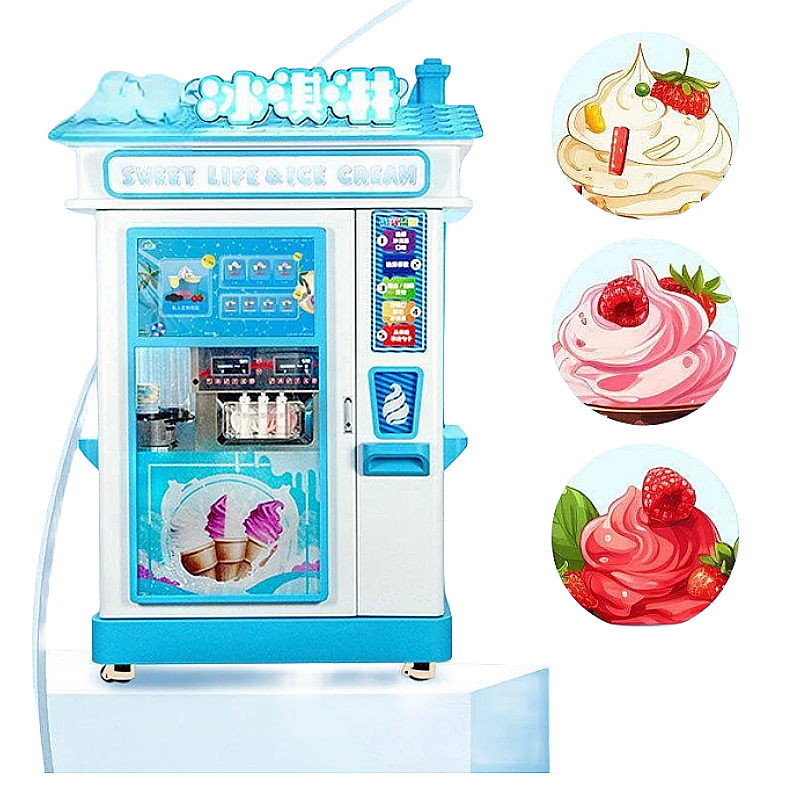 Commercial Fully Automatic Soft Ice Cream Machine 24 Hours Unmanned Vending Machine Frozen Yogurt Machine Yogurt Maker