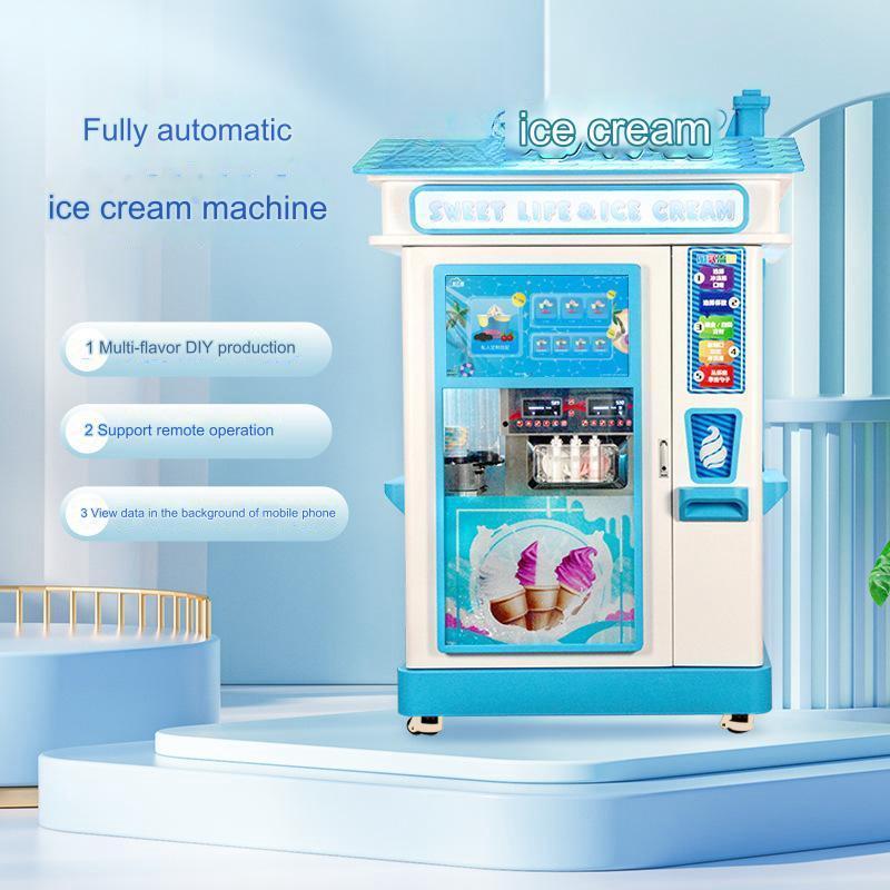 Commercial Fully Automatic Soft Ice Cream Machine 24 Hours Unmanned Vending Machine Frozen Yogurt Machine Yogurt Maker