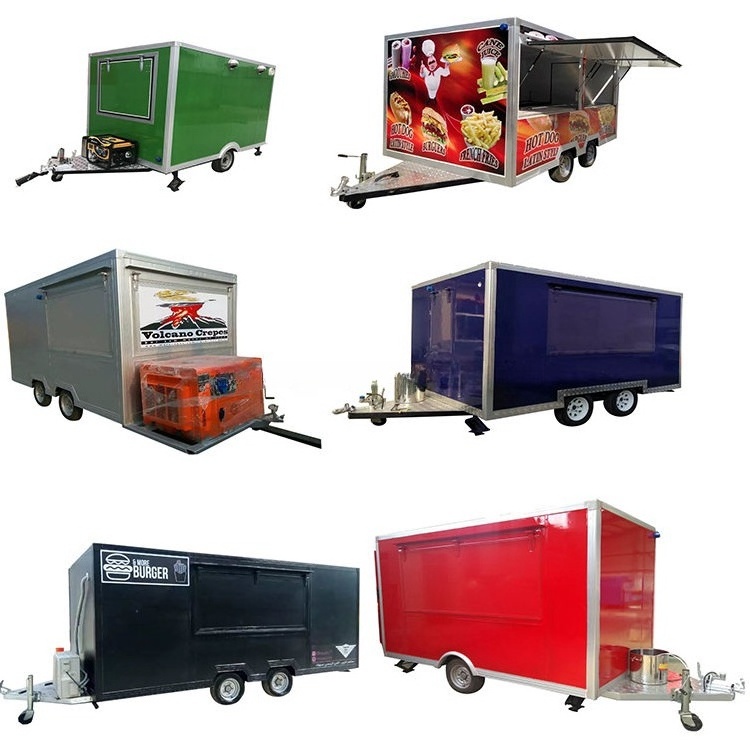 Large Size Food Caravan Camper Kitchen Restaurant Fast Food Kiosk Mobile Grill BBQ Pizza Truck